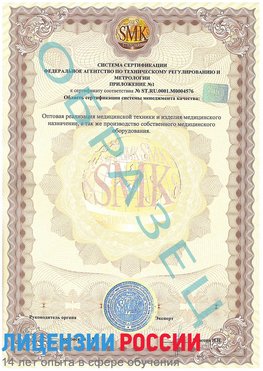 Образец сертификата соответствия (приложение) Нижнеудинск Сертификат ISO 13485